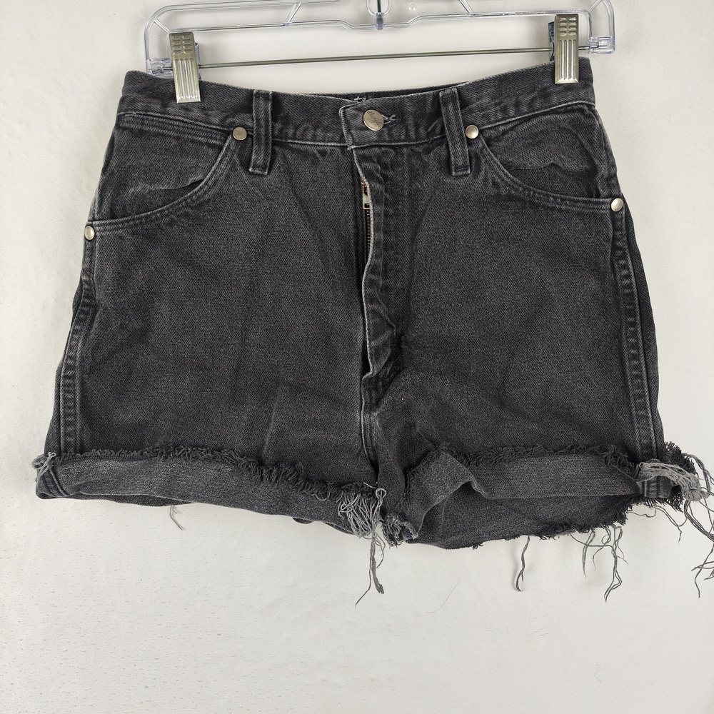 Wrangler Denim Shorts Womens 27 Gray Cutoff Raw Hem High Rise 5 Pocket Casual